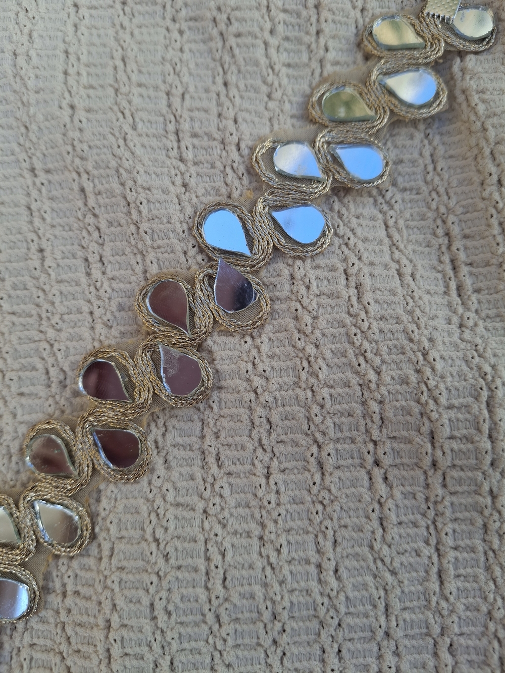 Handmade Gold Statement Choker Necklace Silver Teardrop Mirror Sequins Fairycore - Picture 8 of 8
